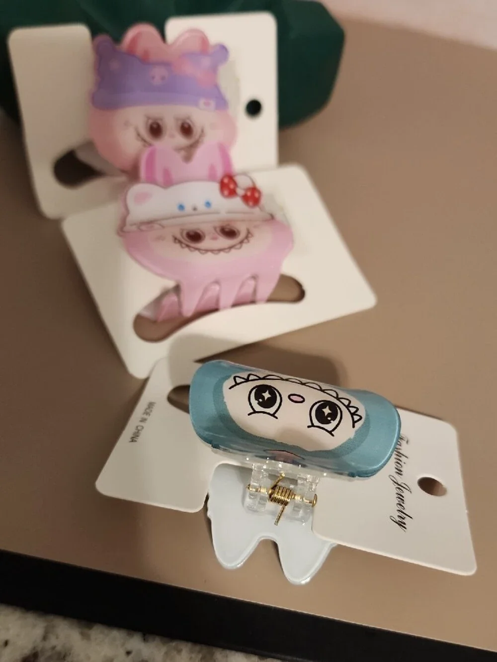 Kids Cute Character Hair Claw Clips - Blue & Pink